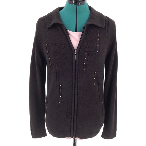 Variations Brown Cardigan with Rhinestones, Small - Picture 2 of 16
